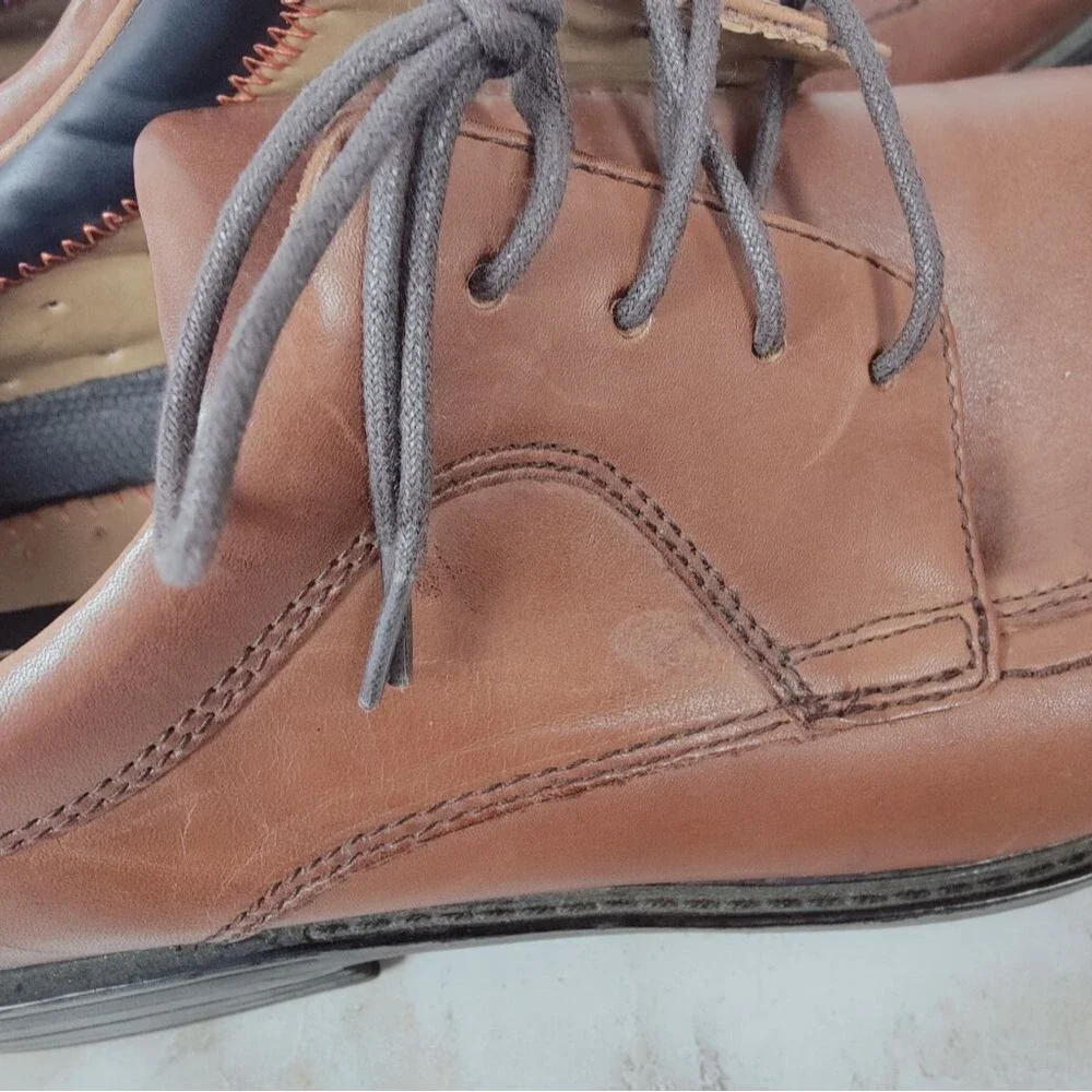 Dockers Men's Brown Leather Bicycle Toe Lace Up Oxford Dress Shoes, Sz 12